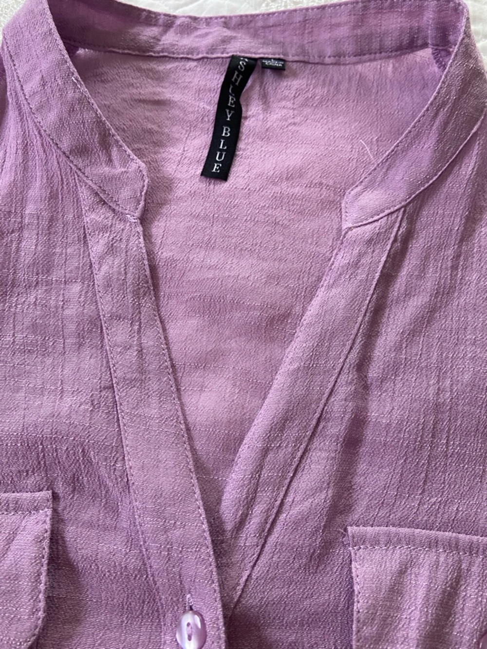 Ashley Blue Lavender Gauzy Textured Blouse Size Large - Picture 6 of 12